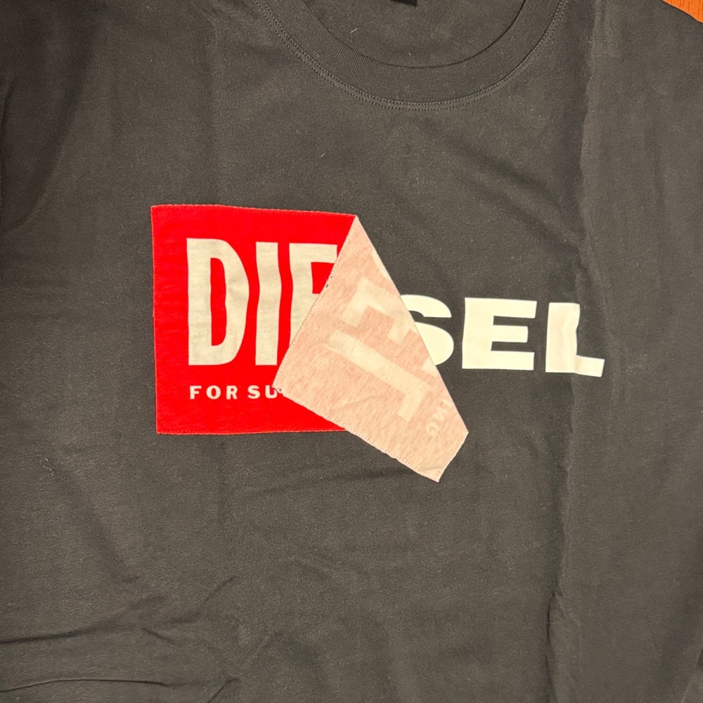 Diesel Black Tee with Red and White Design